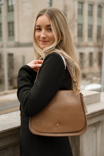 Chestnut Luxe Leather Saddle Bag