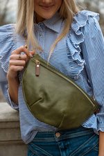 Hunter Green Leather Fanny Bag