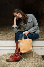 Virginia Leather Small Tote with Zipper
