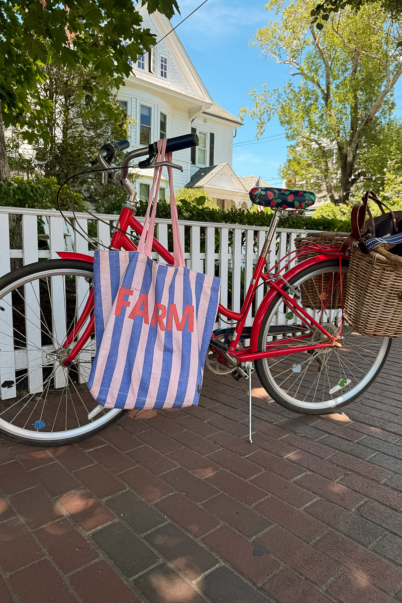 Striped Farm Tote Bag