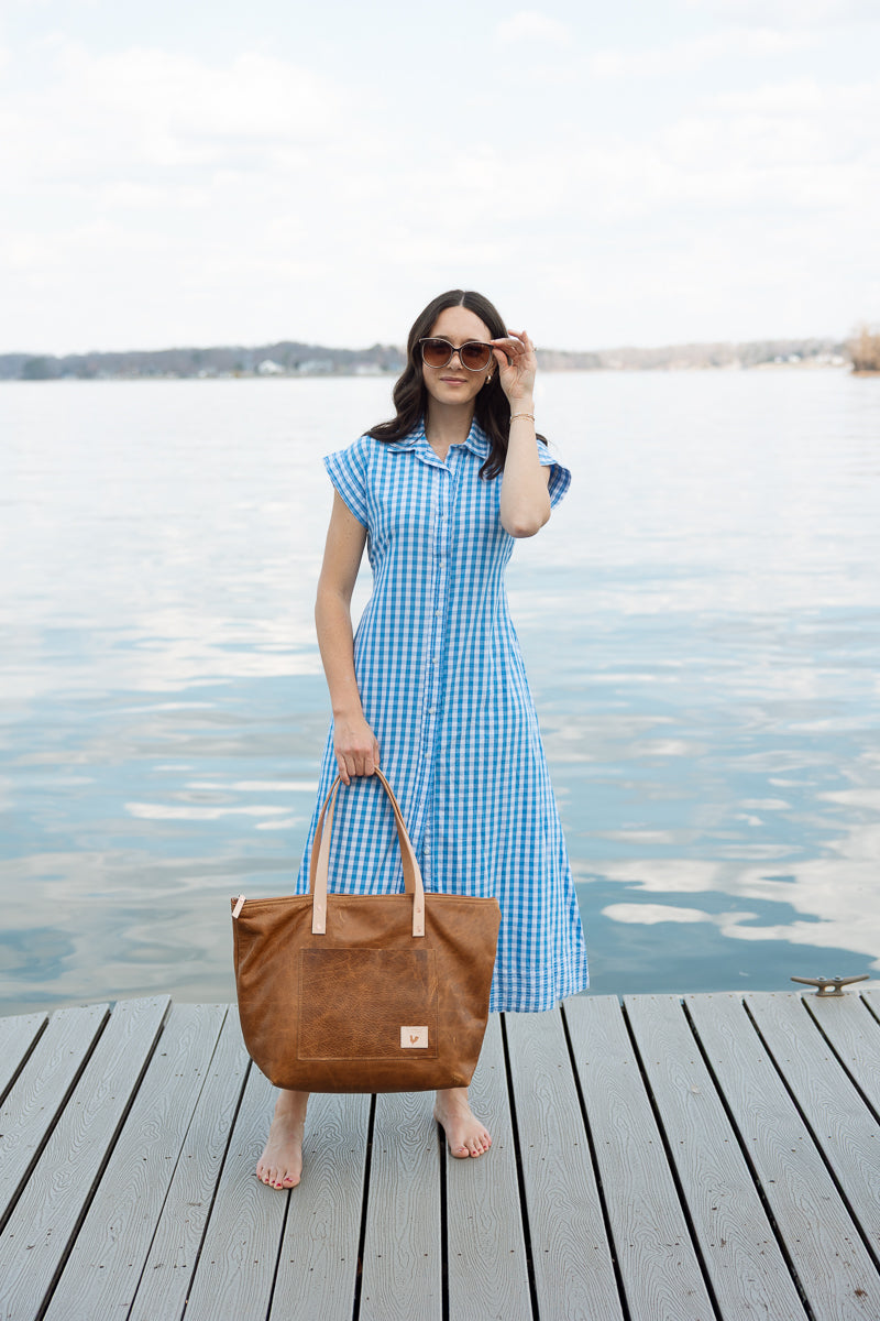 Camel Leather Travel Tote | Meanwhile Back on the Farm