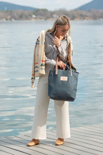 Slate Blue Waxed Canvas Classic Tote