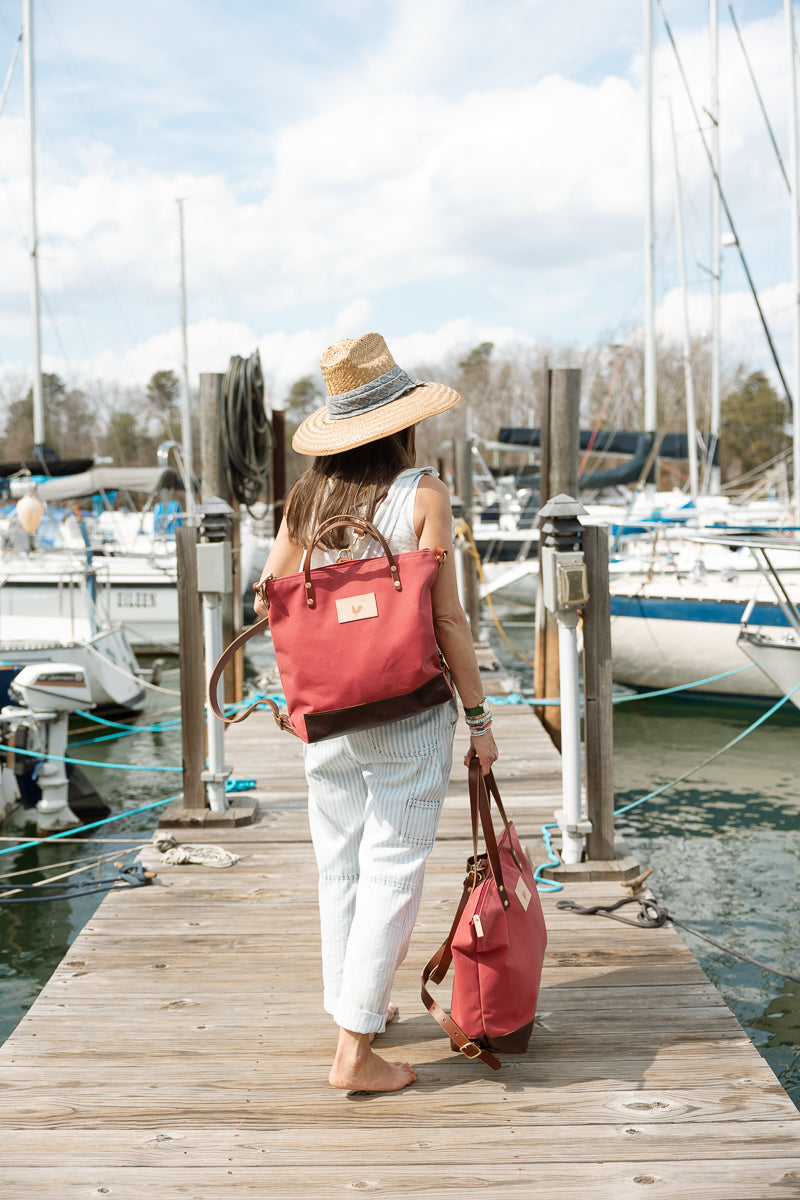 Nantucket Waxed Canvas Original Backpack | Red Canvas Backpack