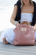 Hand Sewn Rose Pink Leather Backpack