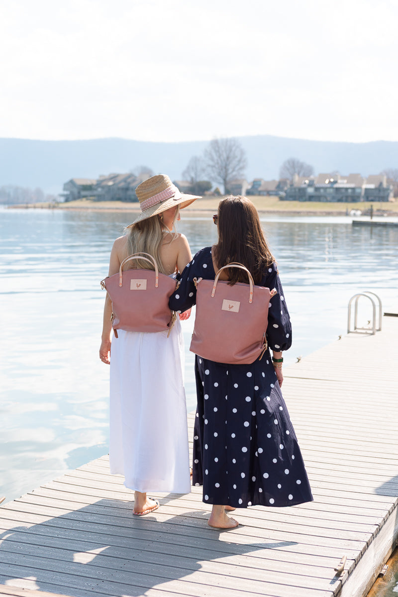 Hand Sewn Rose Pink Leather Backpack