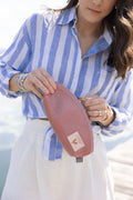 Hand Sewn Rose Pink Leather Pouch