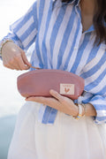 Hand Sewn Rose Pink Leather Pouch