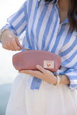 Mauve Leather Cosmetic Bag