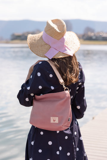 Handcrafted Rose Pink Leather Shoulder Bag