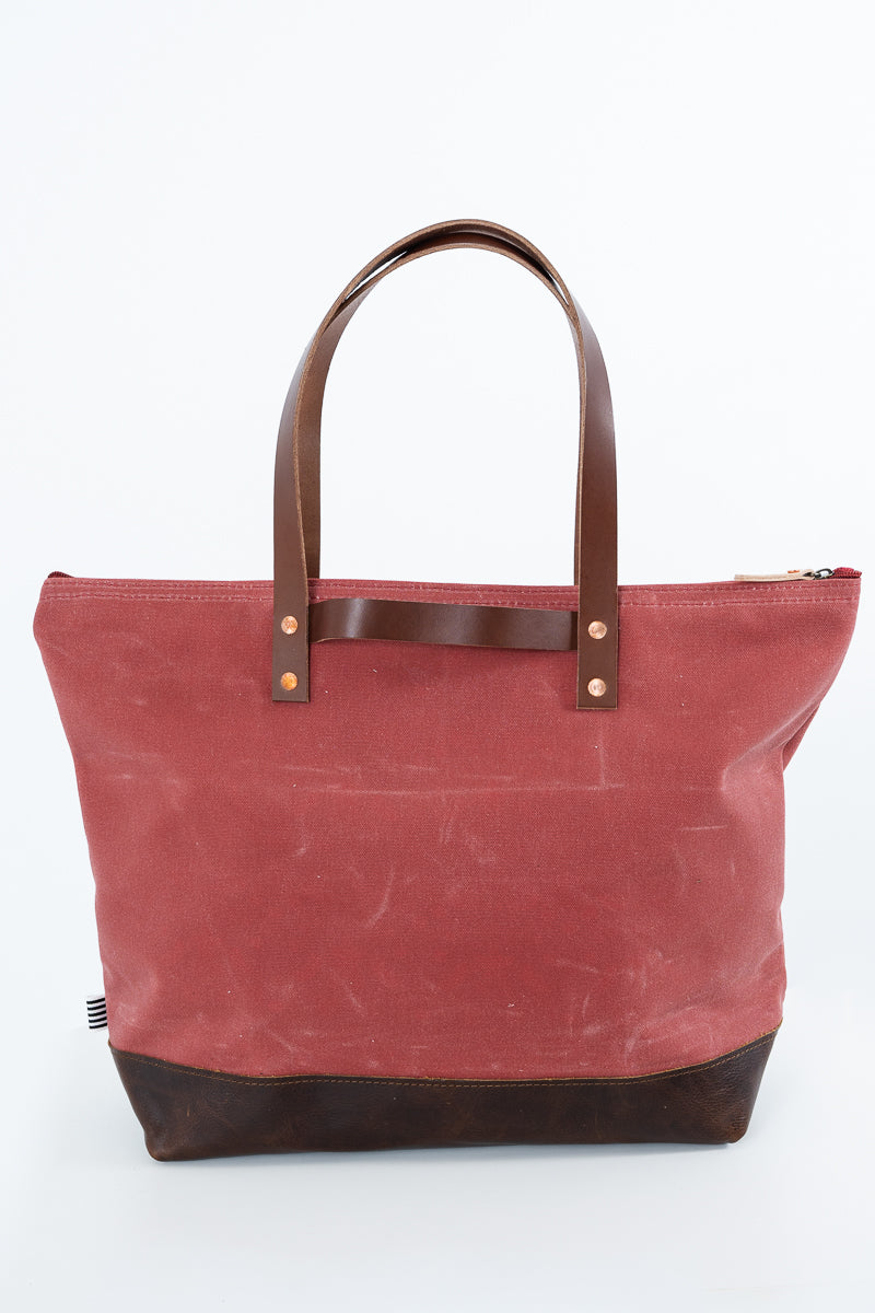 Nantucket Waxed Canvas Adventure Tote | Red Canvas Tote