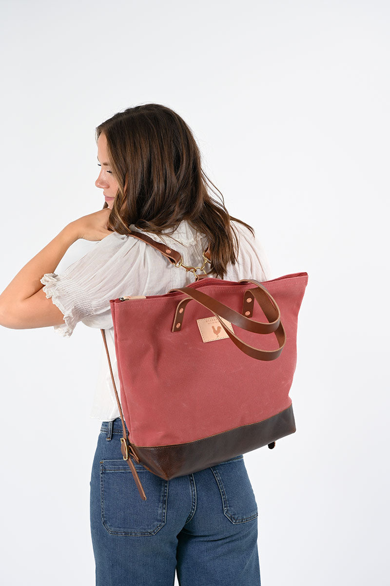 AMERICANA×MICA M.C.W バックプリント Vネック プルオーバー Nantucket Waxed Canvas Adventure Tote | Red Canvas Tote