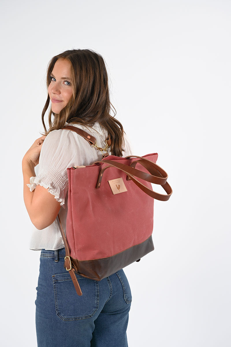 Nantucket Waxed Canvas Adventure Tote | Red Canvas Tote