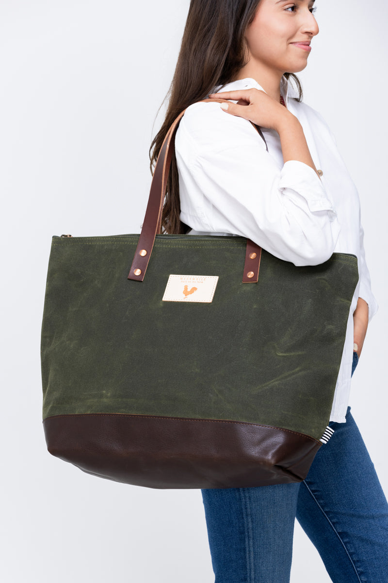 Olive Wax Canvas Adventure Tote | Meanwhile Back on the Farm