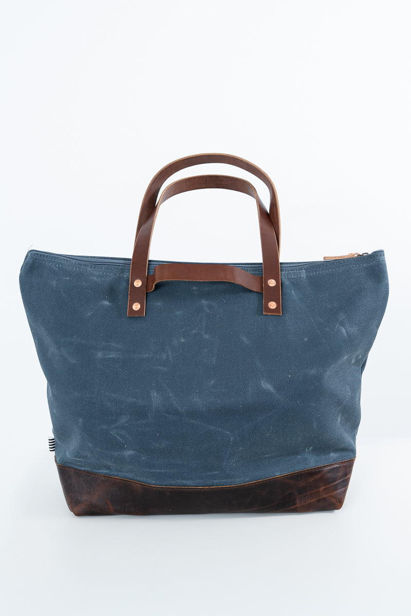 Slate Blue Waxed Canvas Adventure Tote