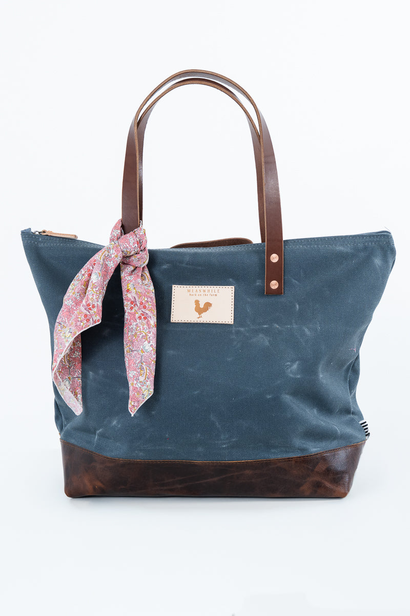 Slate Blue Waxed Canvas Adventure Tote