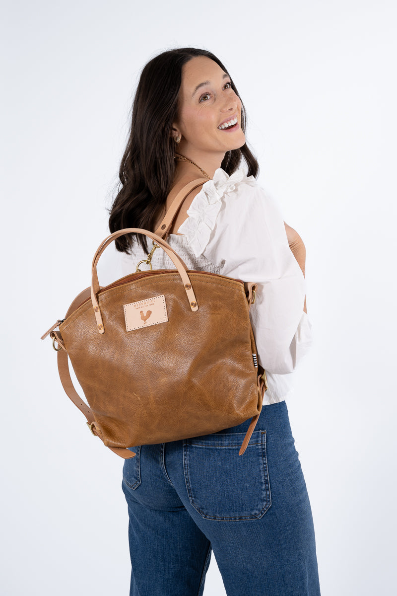 Camel Leather Convertible Backpack 2.0 | Small Leather Backpack