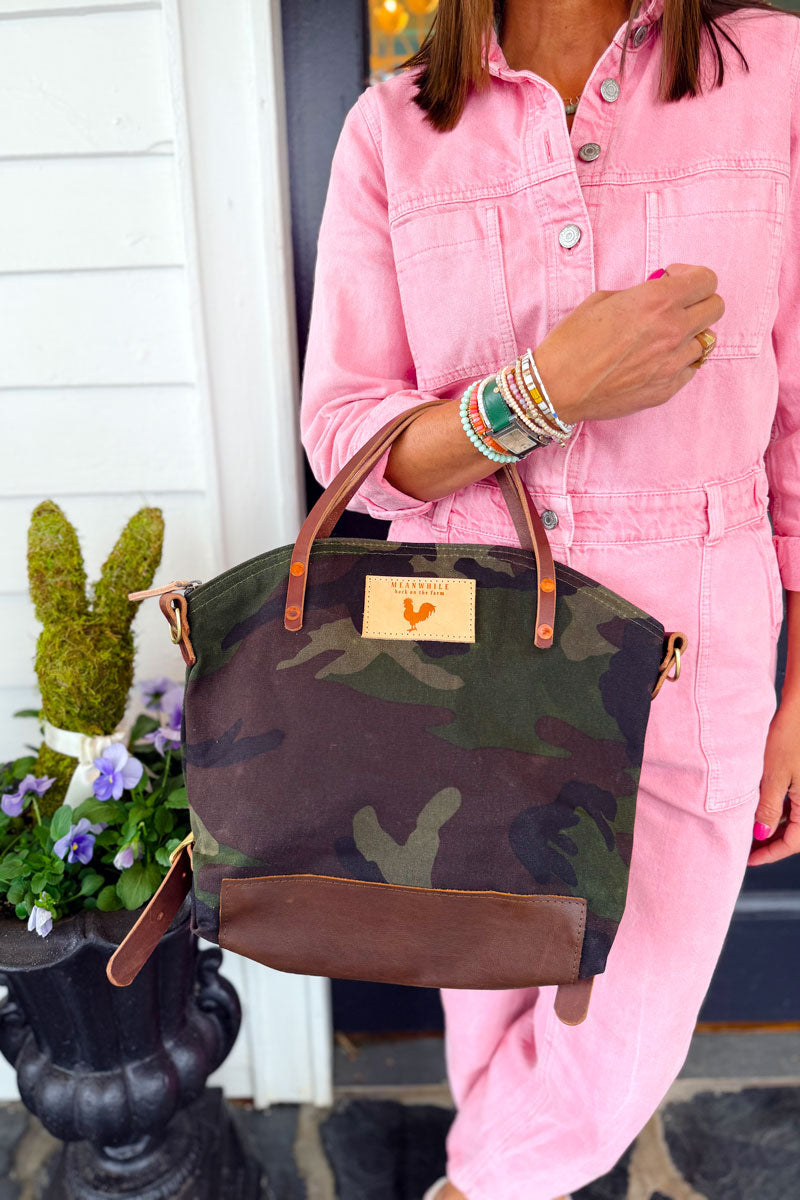 7am mini backpack camo forest Camouflage Wax Canvas Backpack Crossbody Straps | Meanwhile VA