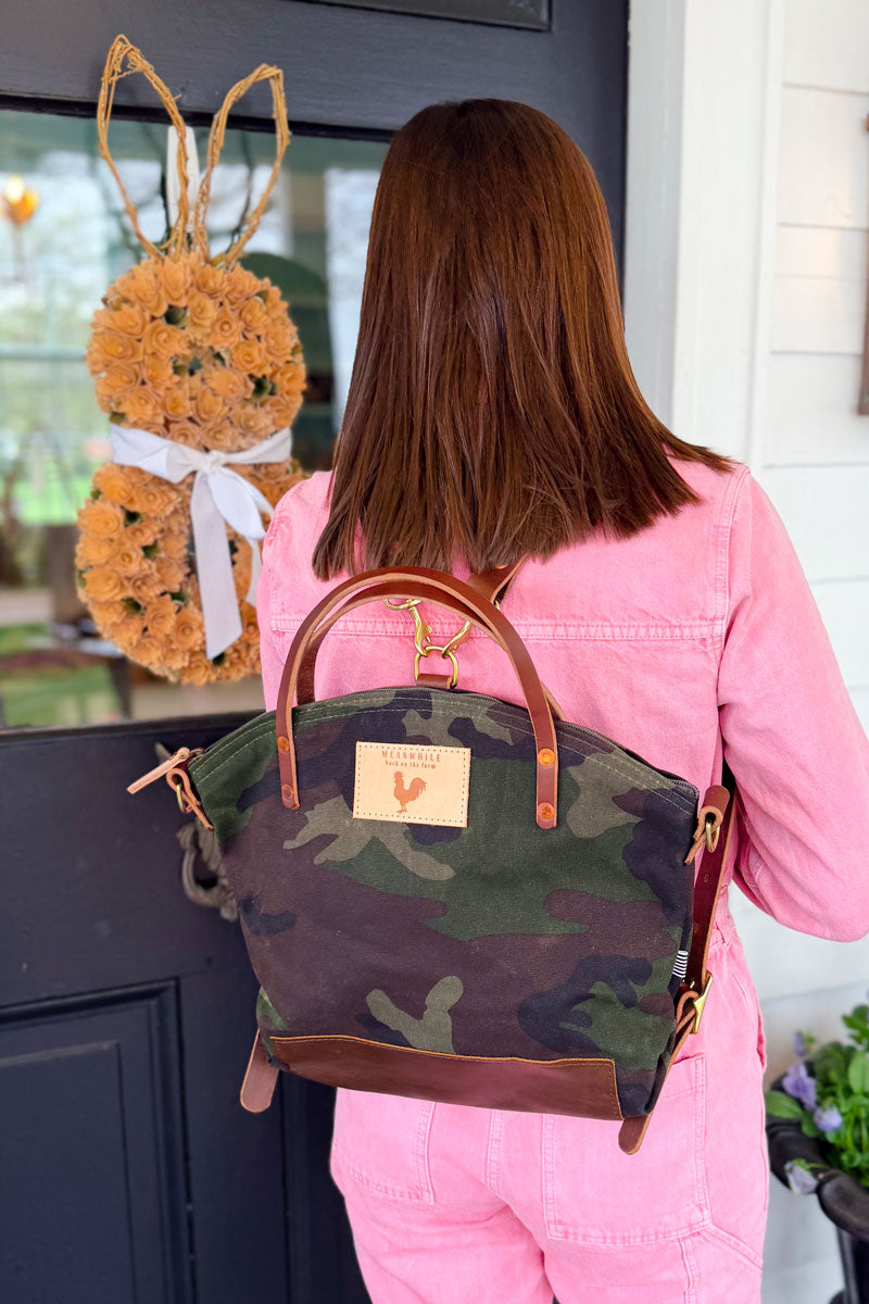 Camouflage Wax Canvas Backpack Crossbody Straps | Meanwhile VA | Shoulder Strap Bag Camouflage Wax Canvas Backpack Crossbody Straps | Meanwhile VA | Shoulder Strap Bag