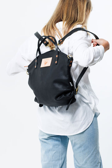 Harness Black Leather Convertible Backpack 2.0