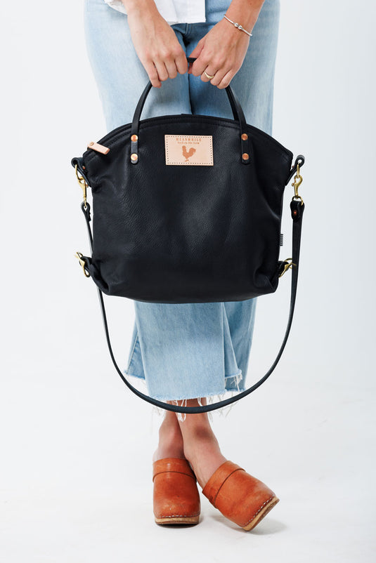 Handcrafted Leather Shoulder Harness Utility Bag by Piel Cuero Black