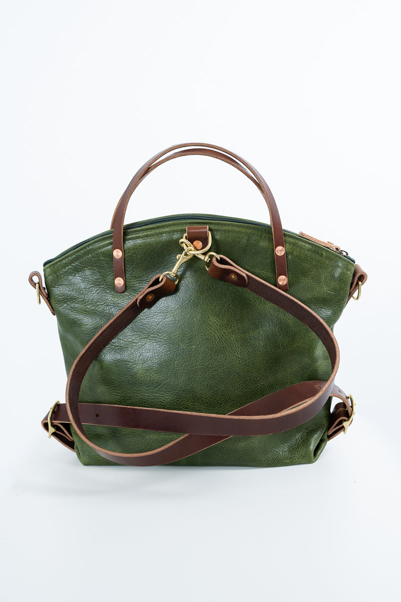 Hunter Green Leather Backpack 2.0 | Green Leather Convertible Backpack