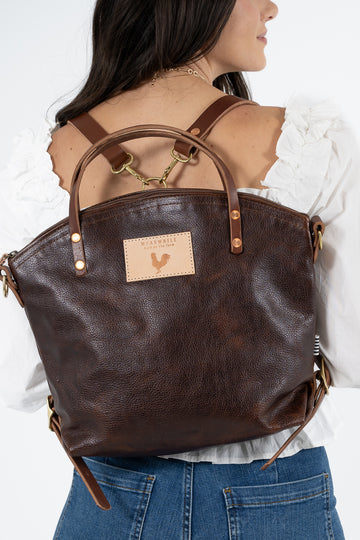 Mocha Tuscan Leather Convertible Backpack 2.0