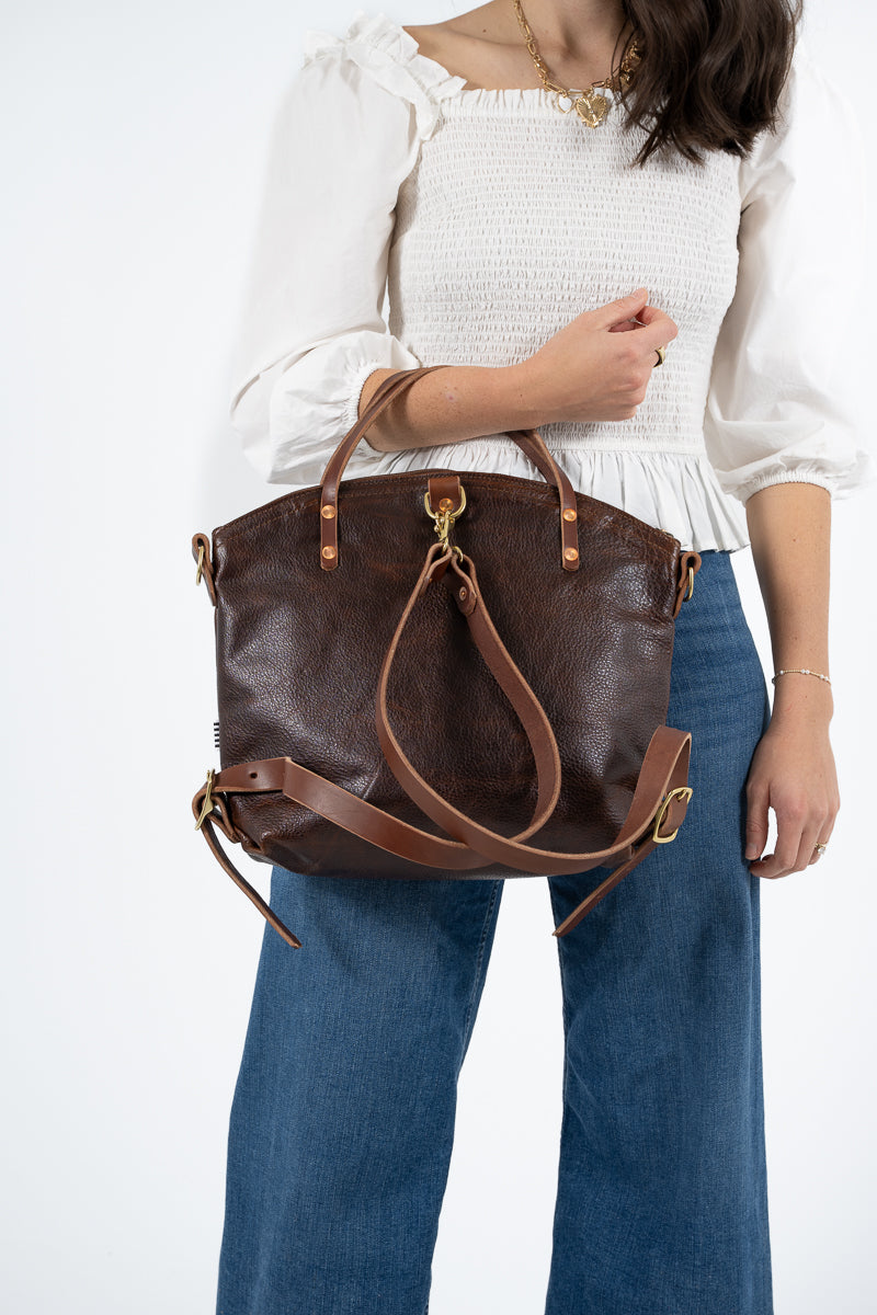 Mocha Tuscan Leather Convertible Backpack 2.0 - Backpacks Leather