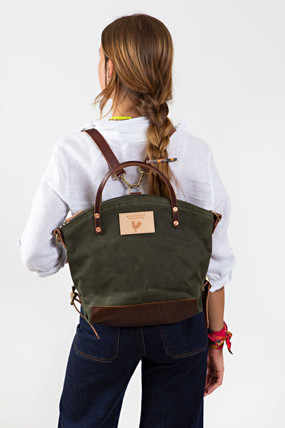 Olive Waxed Canvas Backpack 2.0