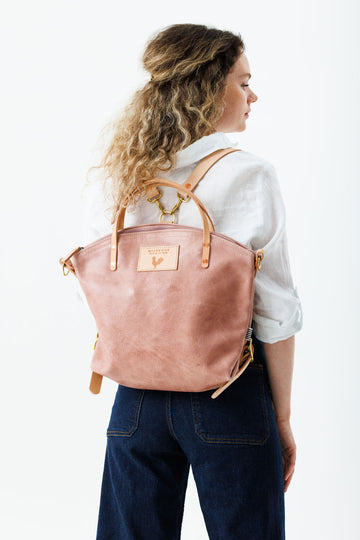 Rose Leather Convertible Backpack 2.0