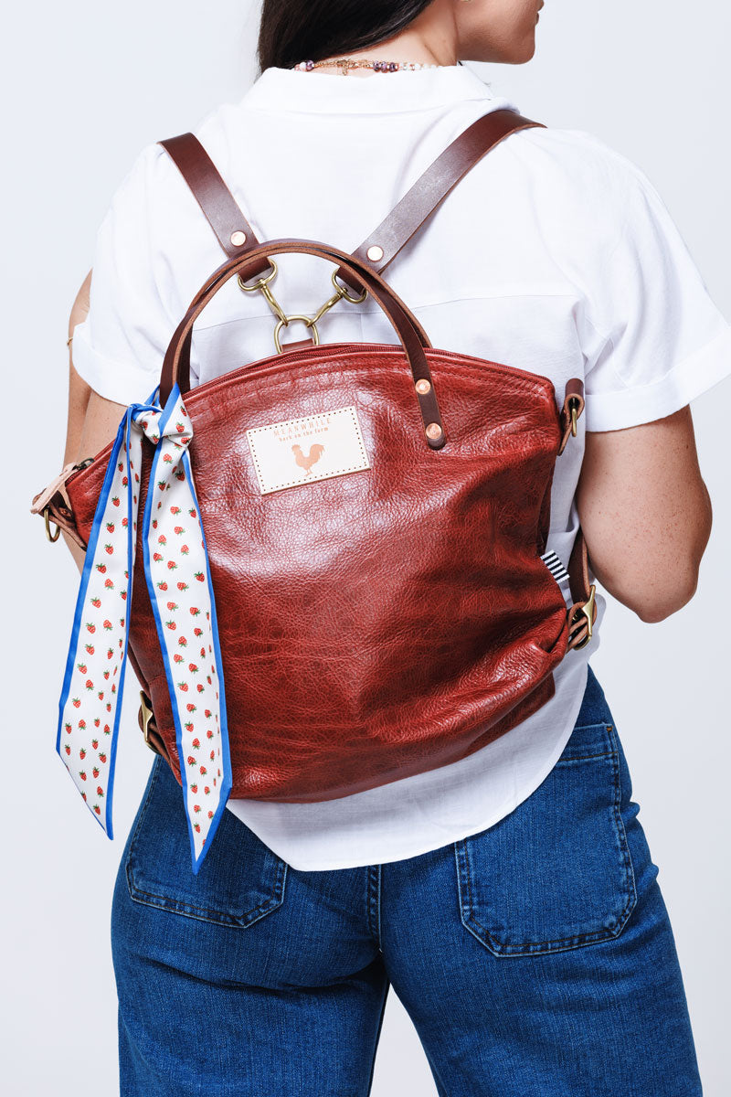 Ruby Red Leather Backpack 2.0 | Red Leather Convertible Backpack