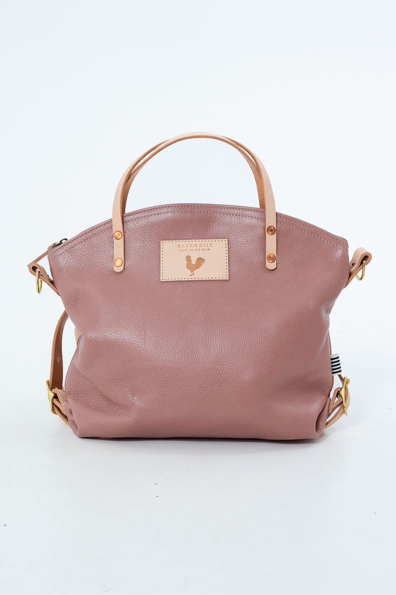 Handmade Rose Pink Leather Convertible Backpack