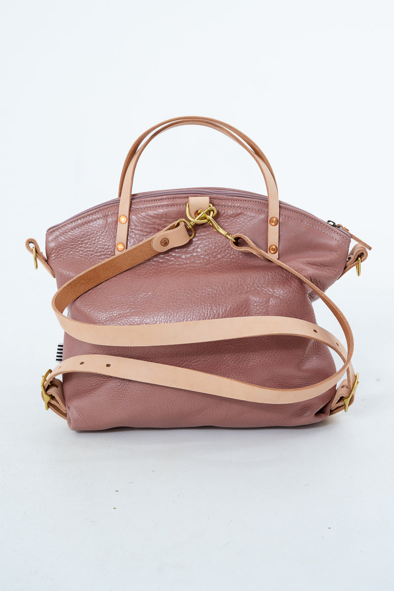 Handmade Rose Pink Leather Convertible Backpack