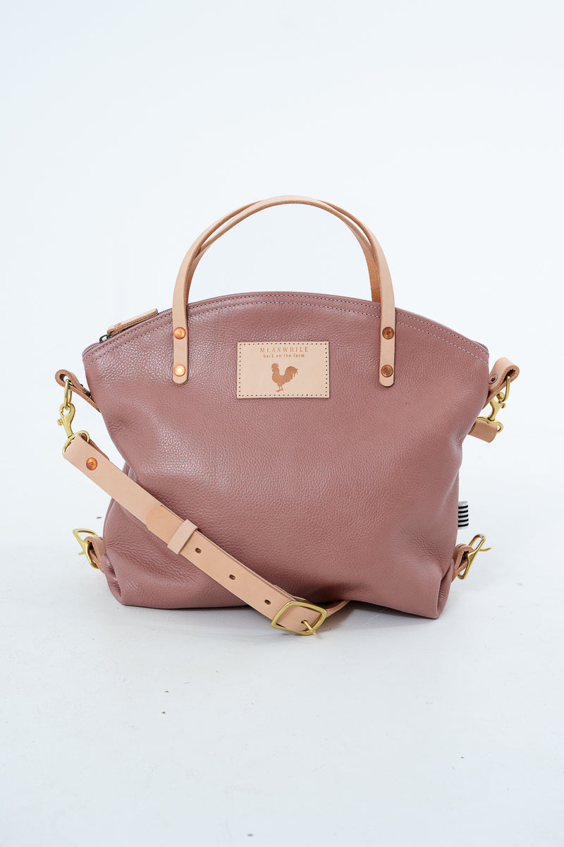 Handmade Rose Pink Leather Convertible Backpack
