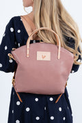 Handmade Rose Pink Leather Convertible Backpack