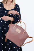 Handmade Rose Pink Leather Convertible Backpack