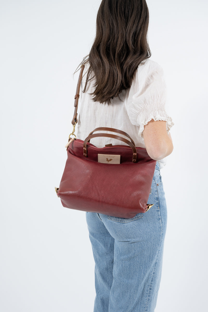 Ruby Red Leather Backpack 2.0 | Red Leather Convertible Backpack