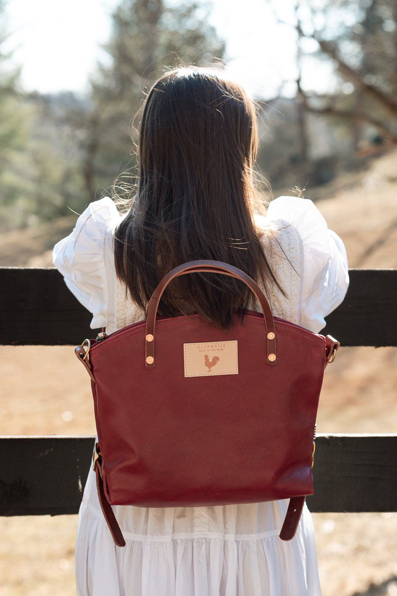 Ruby Red Leather Backpack 2.0 | Red Leather Convertible Backpack