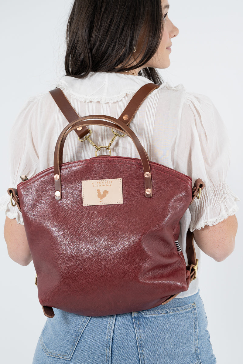 Ruby Red Backpack Ruby Red Leather Backpack 2.0 | Red Leather Convertible Backpack