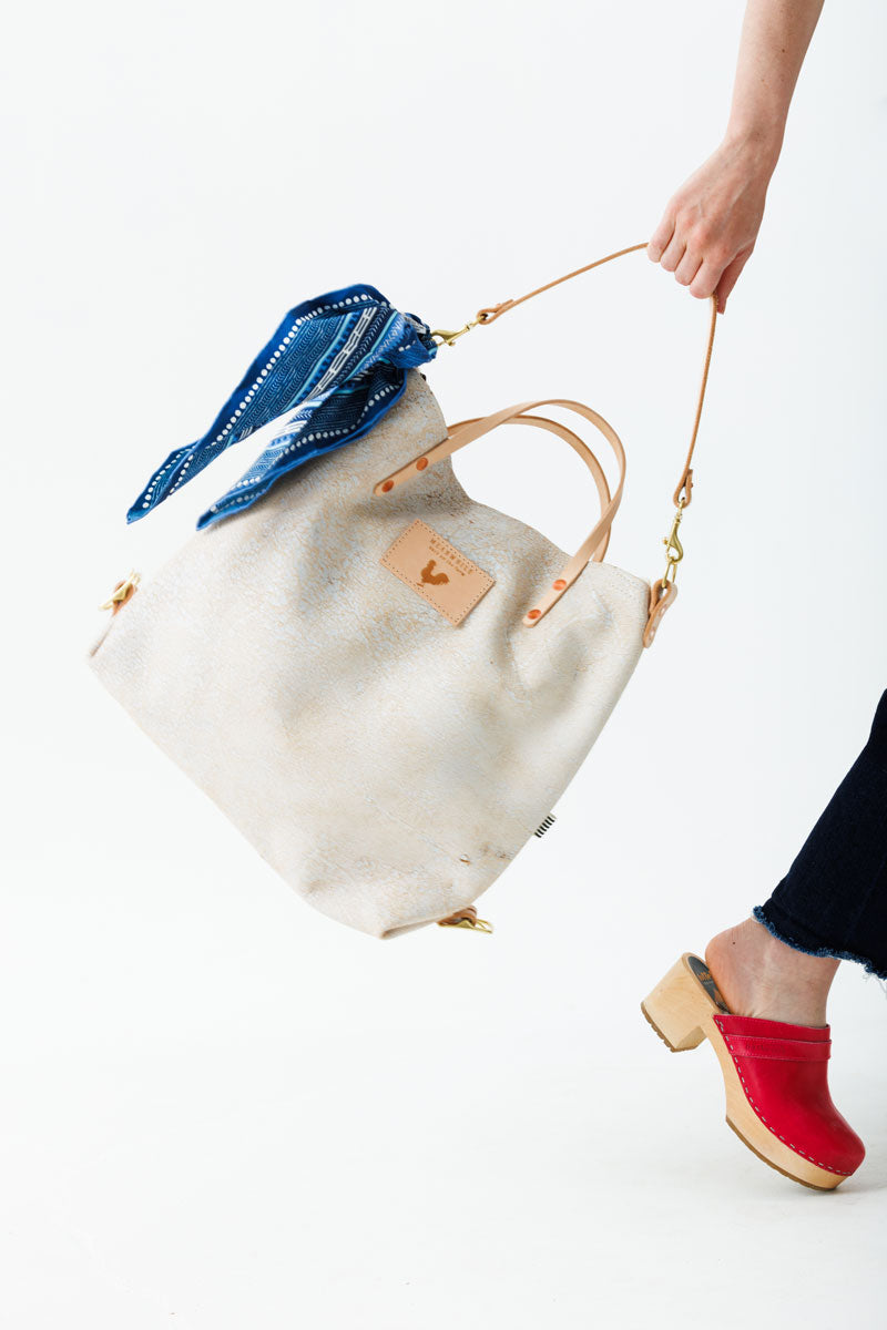Birch White Leather Backpack |Genuine Leather Purse Backpack
