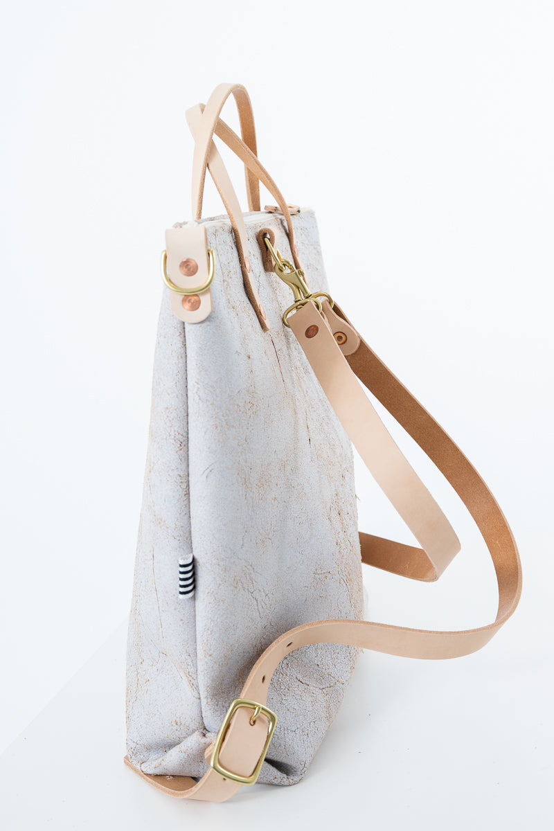 Birch White Leather Backpack |Genuine Leather Purse Backpack