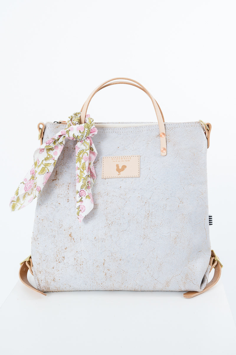 Birch White Leather Backpack |Genuine Leather Purse Backpack