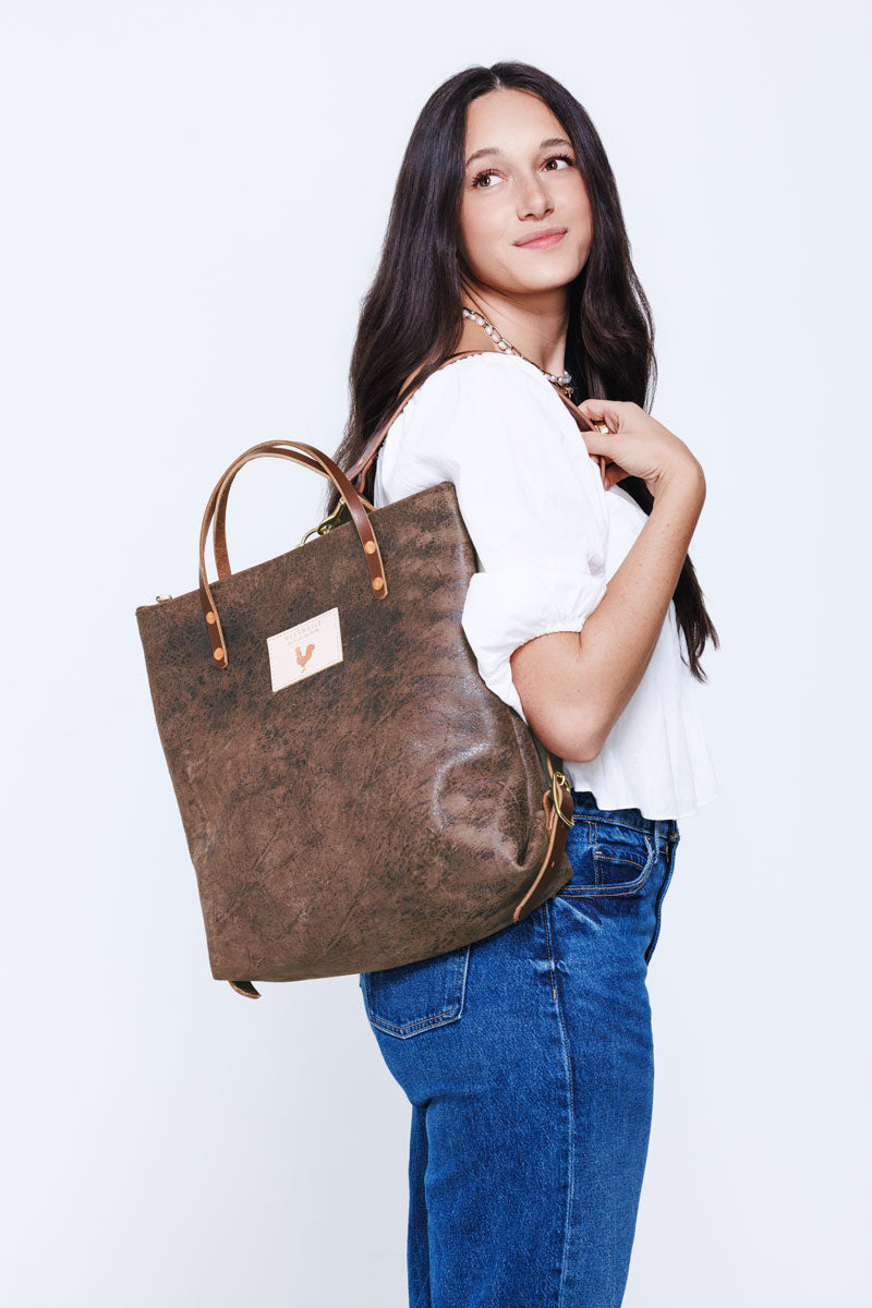 【m._shop様】BACCA&TOTEME Birch Mocha Leather Backpack |Brown Tote Bag Leather| Meanwhile