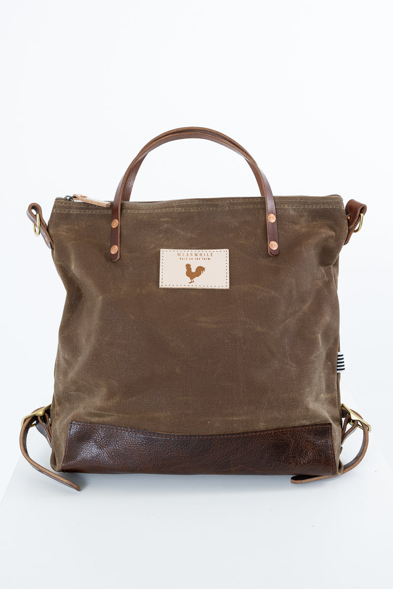 Meanwhile Field Tan Wax Canvas Backpack with Liberty of London Lining