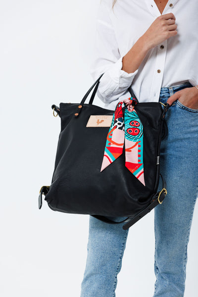 Harness Black Leather Backpack