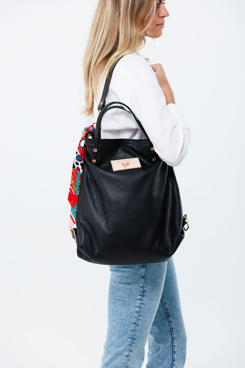 backpack tote bag black leather Harness Black Leather Backpack