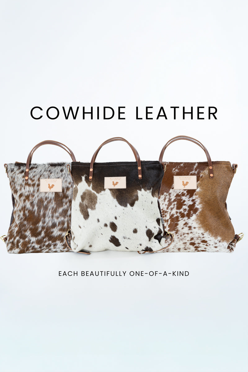 Hair on Hide Leather Backpack | Boho Cowhide Leather Handbags
