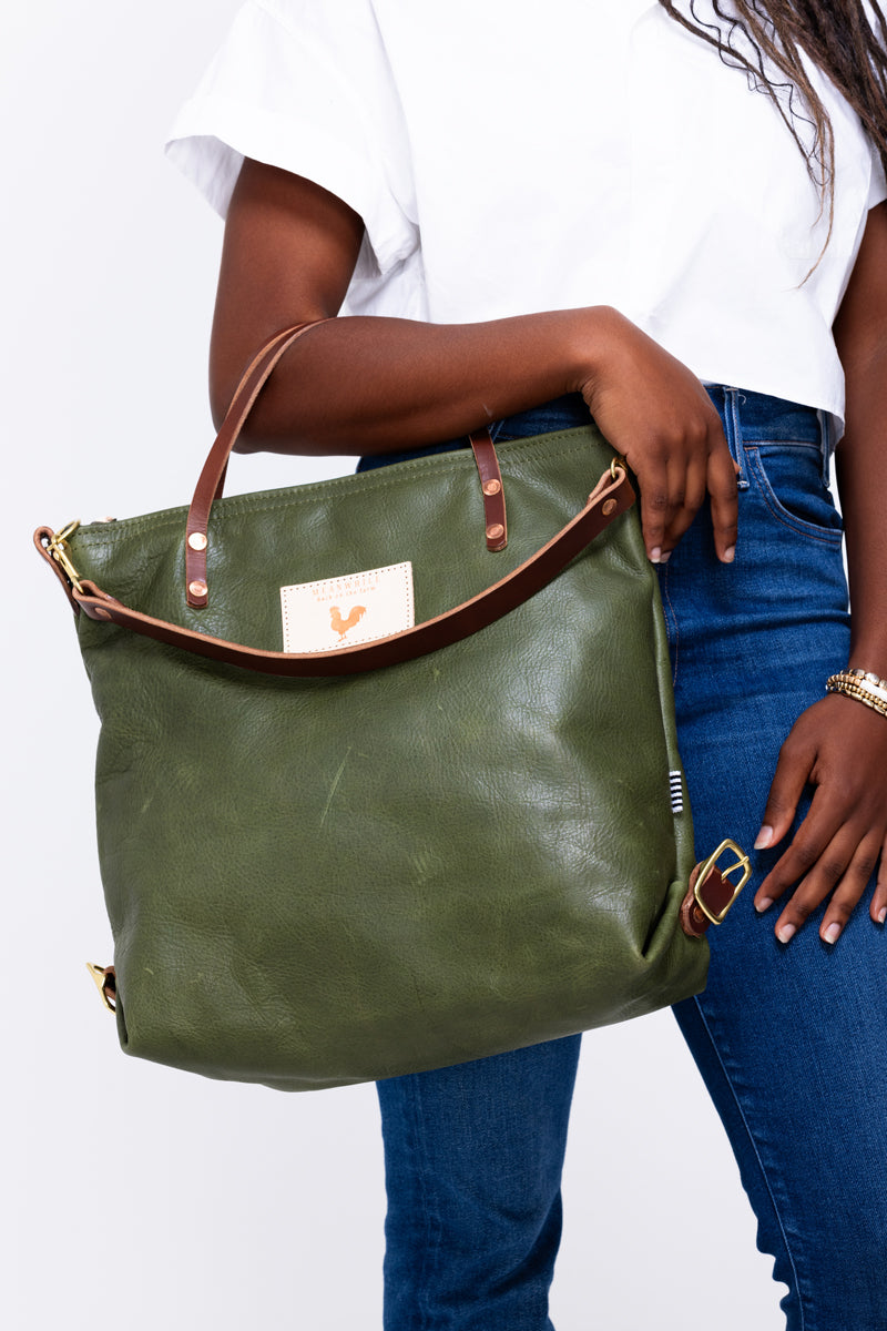 amerileather vintage hunter leather messenger bag backpack Hunter Green Leather Original Backpack