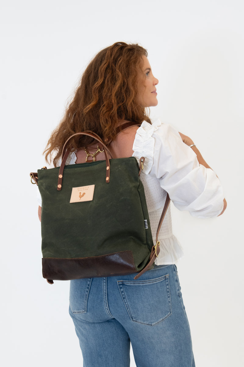 Olive Waxed Canvas Original Backpack | Olive Canvas Backpack