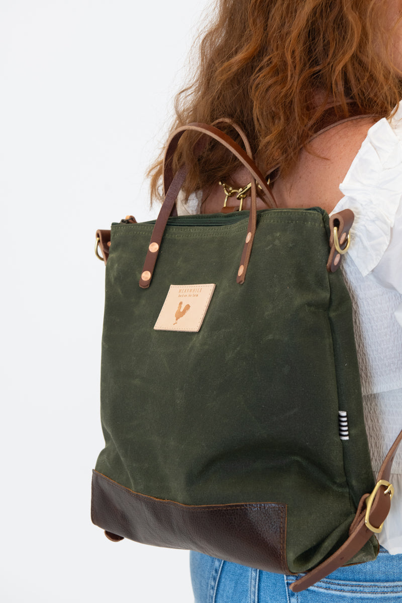 Olive Waxed Canvas Original Backpack | Olive Canvas Backpack
