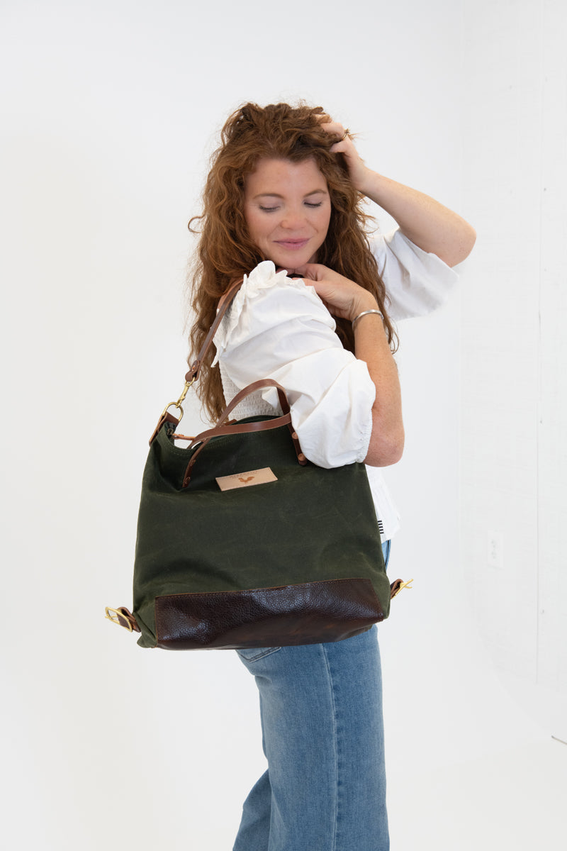 Olive Waxed Canvas Original Backpack | Olive Canvas Backpack